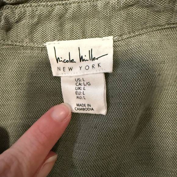 Nicole Miller Olive Button-Up Romper - Picture 2 of 4